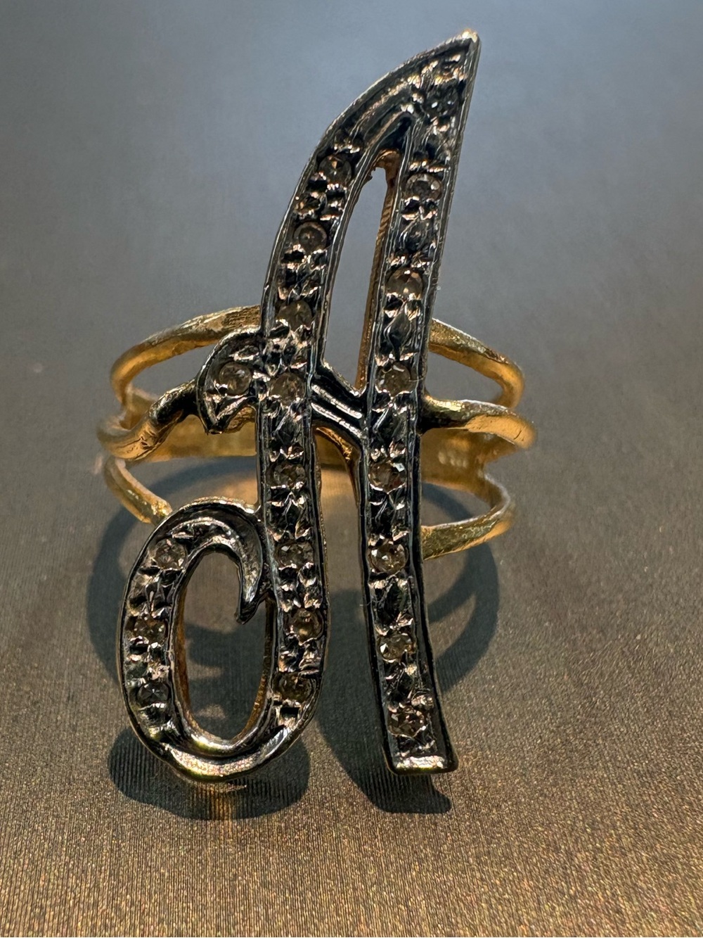 Gold-Tone Monogram 'A' Statement Ring - 14k solid gold